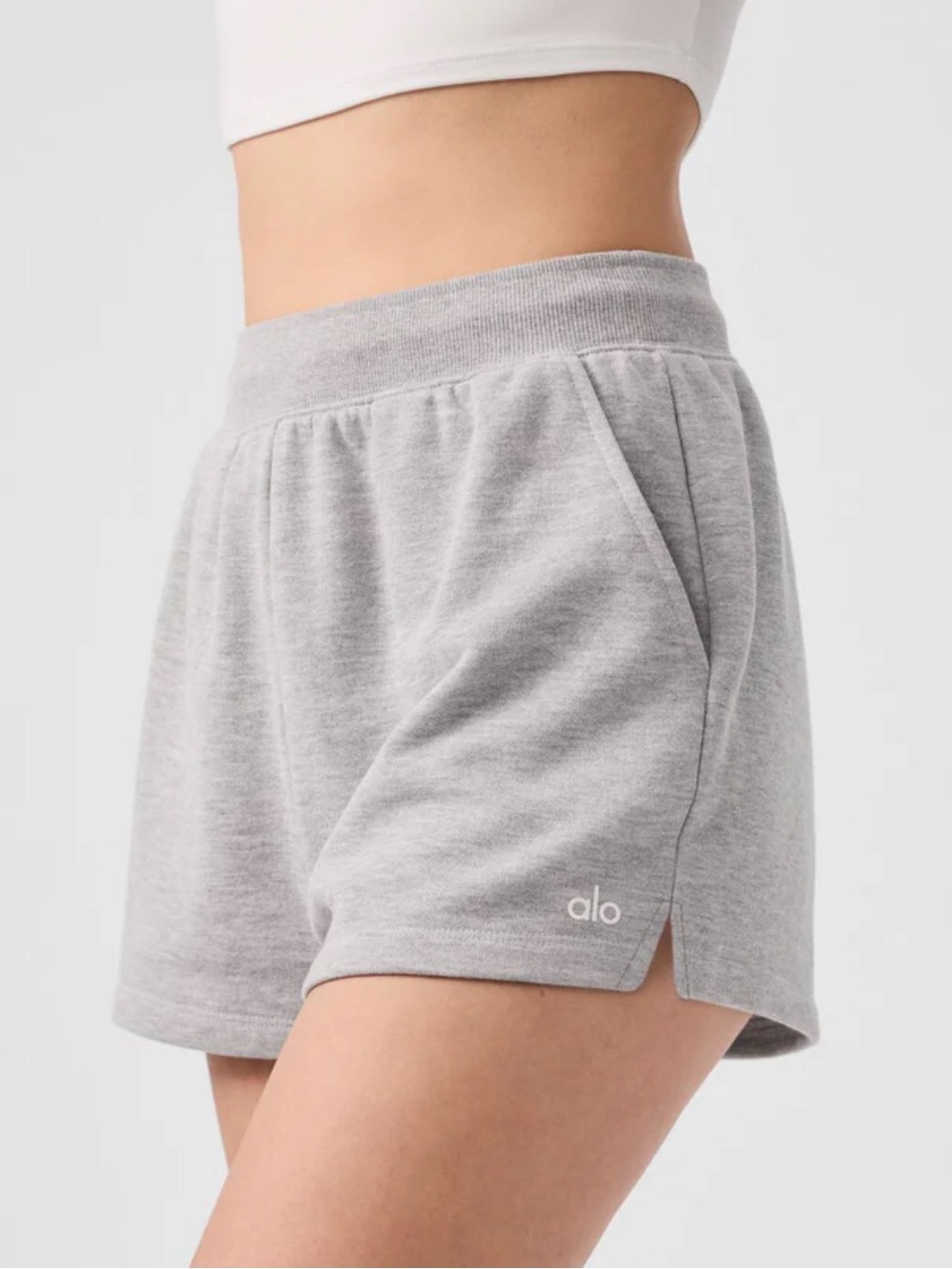 ALO Yoga Low Key Sweat Short - Heather Gray - Size XS MSRP $68 - NWT